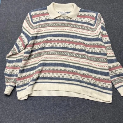 Alfred Dunner Women's Sweater Size XL Ivory Fair Isle Knitted Pullover Acrylic - Image 1 of 4