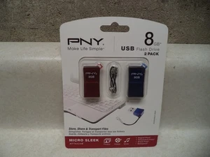 PNY 8GB USB-Stick Micro Sleek 2er Pack versiegelt NEU!!!! - Bild 1 von 2