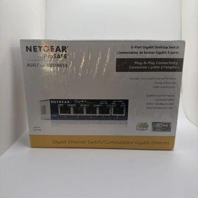 Netgear GS105 V5 Prosafe 5 Port Gigabit Desktop Switch Brand New SEALED - Image 1 of 4