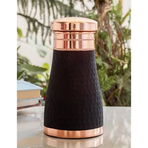 Botella de agua martillada de cobre puro con vidrio incorporado - Acabado mate para dormitorio - Imagen 1 de 9