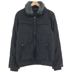Tommy Hilfiger Black Jacket Faux Fur Collar Casual Mens Hs7 Size M Medium - Picture 1 of 7