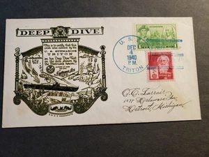 Submarine USS TRITON SS-201 Naval Cover 1940 DEEP DIVE Cachet - Picture 1 of 2