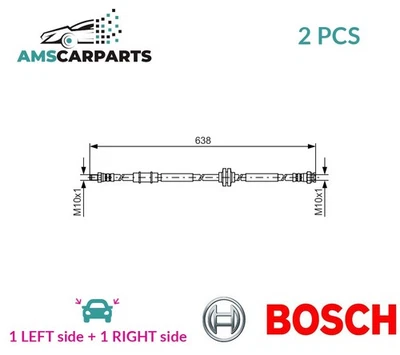 BRAKE HOSE LINE PIPE FRONT 1 987 481 399 BOSCH 2PCS NEW OE REPLACEMENT - Image 1 of 4