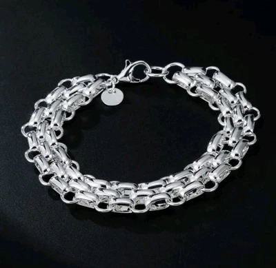 Silber Armband 925. Damen Herren. Länge 20 cm. Breite 15 mm. Geschenk. Neu. Top - Bild 1 von 3
