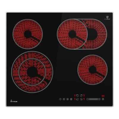 KKT KOLBE Piano Cottura Elettrico Vetroceramica 60cm 4 Zone Piastre Autark con Telaio Zona Cottura