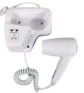 Asciugacapelli da Parete Phon da Muro 2 Prese Hotel Bagno Casa Bianco 1300W - Foto 1 di 11