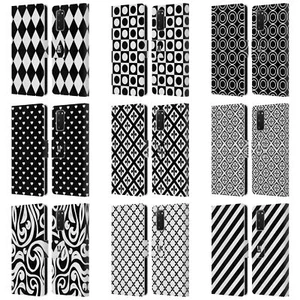 HEAD CASE DESIGNS BNW PATTERNS LEATHER BOOK WALLET CASE FOR SAMSUNG PHONES 1 - Picture 1 of 15