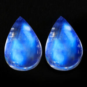 2.00 Ct IF [2Pcs Pair] Elegant Pear 7.8 x 5.4 MM Blue Color Play Blue Moonstone