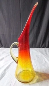 Kanawha Amberina Knistern Kunst Glaskrug Vintage MCM groß 14"" Krug Vase Dekor - Bild 1 von 7