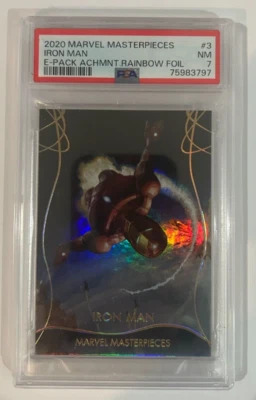 Graded 2020 Upper Deck Marvel Masterpieces Iron Man E-Pack Rainbow Foil Card - Image 1 of 3
