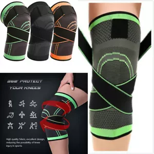 Knee Sleeve With Strap Compression Brace Support Gym Joint Pain Arthritis Relief - Picture 1 of 24