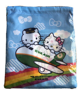 NEW HELLO KITTY EVA AIR Japan Child's Backpack Activity Kit Tote Bag Blue Kids