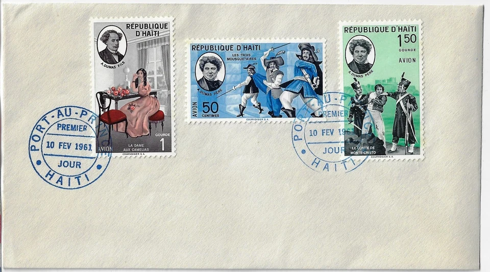 HAITÍ FDC 1961 3 SELLOS DUMAS Foto 1 de 1