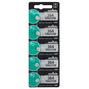 364 (SR621SW) Silver Oxide Murata Replaces Sony Battery 1.55 Volt 5 Pcs - Picture 1 of 3