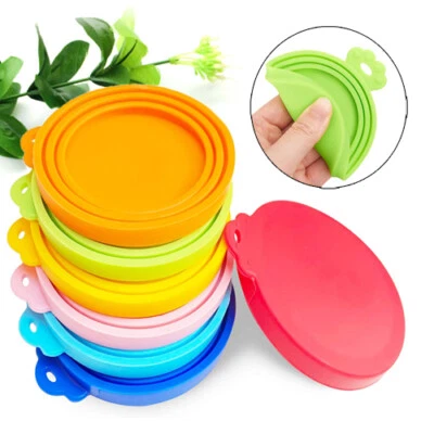 Cubiertas de latas de comida para mascotas 2/3 tapas 1 ajuste 3 tapas universales de silicona reutilizables gato perro  Foto 1 de 4