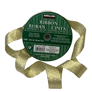 Kirkland Wire Edged GOLD Ribbon 50 Yard Christmas Holiday Decorate Bow Gift 1.5" - Picture 1 of 24