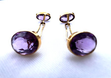 MAGNIFICENT 1900'S 24K GOLD AMETHYST PAIR OF CUFFLINKS 'MUST SEE'