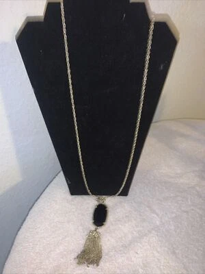 Collar Colgante Kendra Scott Rayne Borla Negra Tono Dorado Foto 1 de 4