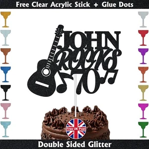 Music Cake Topper Rock n Roll Cake Topper Personalised Birthday Cake Decor UK - Picture 1 of 16