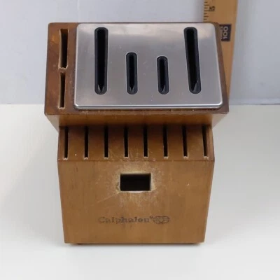Calphalon Self Sharpening Knife Block Wood Stainless Steel Slot Kitchen Storage - Image 1 of 4