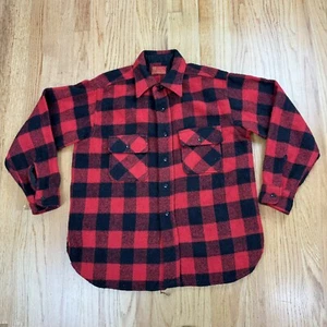 Vtg Sears Kings Road Shirt Mens Sz 16-16 1/2 Buffalo Plaid Wool Full Cut Shacket - Picture 1 of 9