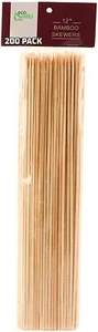 200 Pack - 12 Inch Bamboo Skewers - BBQ Barbecue Sticks | Picnic Supply - Picture 1 of 7
