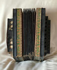antique accordion concertina, old but works, wood frame.