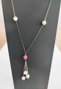 COLLANA ARGENTO 925 DONNA RAGAZZA VINTAGE CHARM PUNTO LUCE ZIRCONE PERLE RESINA - Foto 1 di 2
