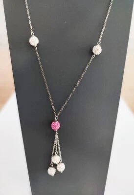 COLLANA ARGENTO 925 DONNA RAGAZZA VINTAGE CHARM PUNTO LUCE ZIRCONE PERLE RESINA - Immagine 1 di 2