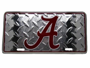 Alabama Crimson Tide "A" Football Diamond Deck 6"x12" Aluminum License Plate Tag - Picture 1 of 1
