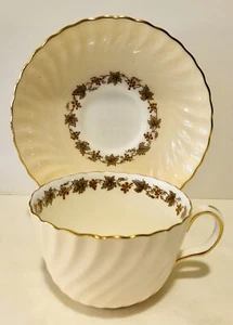 Minton Vineyard Swirl In Buff Cup & Saucer Grapevine And Grapes Border - Picture 1 of 9