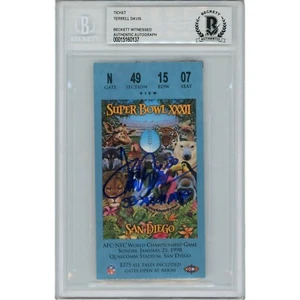 Terrell Davis Autographed Denver Broncos SB XXXII Blue Ticket Beckett 47574 - Picture 1 of 2