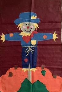 Scarecrow and Pumpkin Fall Autumn Halloween Banner Home House Flag 28" x 40" - Picture 1 of 1