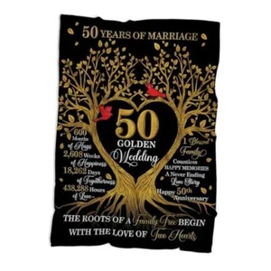 50th Anniversary Blanket Gifts, Gift for 50th Wedding Anniversary, 50 50"x60" 2 - Picture 1 of 7