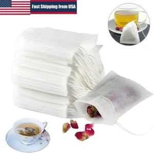 400Pcs Tea Bags Disposable Drawstring Flip Empty Teabag Herb Loose Tea Filter US - Picture 1 of 19