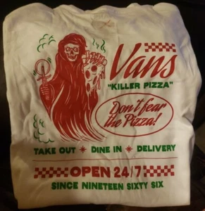 Vans Killer Pizza T-Shirt weiß Jungen Größe 8 Small Halloween  - Bild 1 von 4