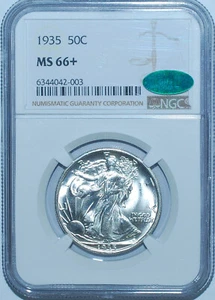 1935 NGC MS66+ CAC Walking Liberty Half Dollar - Picture 1 of 2