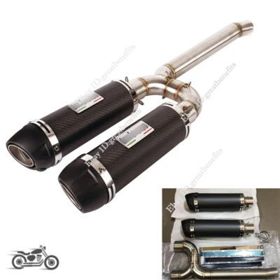 Sistema de escape tubo medio silenciador de fibra de carbono para Yamaha FZ6 FZ6N FZ6S 2004-2011 Foto 1 de 4