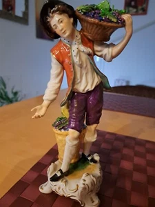 Porzellanfigur antik Volksstedt Weinbauer - Bild 1 von 12