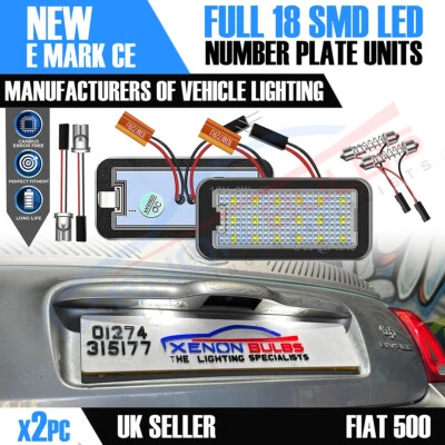 2x Fiat 500 500c Number Plate Led White 18 SMD Unit Canbus Error Free UK 07-16 - Image 1 of 4