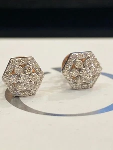 Pave 0,53 Cts Rund Brilliant Cut Diamanten Ohrstecker In 585 Gestempelt 14K Gold - Bild 1 von 12