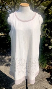 LOGO Lori Goldstein A273360 Embellished Slub Knit Tank W/Chiffon Trim Size XL - Picture 1 of 9