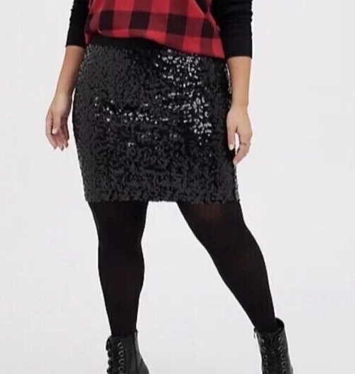 Sexy Minifalda Negra Torrid 2 2x 18 20 Mujeres Brillante Lentejuelas Forrada Vacaciones Nueva con Etiquetas Foto 1 de 4