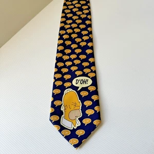 Simpsons Cartoon Neck Tie D'oh! Blue And Yellow Matt Groening 98 Fox Men Women - Picture 1 of 9
