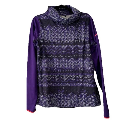 Nike Pro Mujer XL Camisa Térmica para Correr Forrada de Vellón Púrpura Isla Justa Capucha Cuello Foto 1 de 4