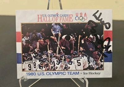 Tarjeta autografiada Miracle On Ice Herb Brooks 1980 entrenador olímpico de hockey de Estados Unidos. 2x Foto 1 de 2