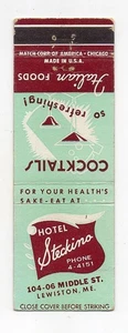 Hotel Steckino Lewiston ME Unused Front Strike Matchbook Cover Italian Foods - Picture 1 of 1