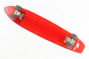 1970s NASH Kick Tail Skateboard Red Transparent Acrylic Sidewalk Surfing 26.5" - Picture 1 of 12
