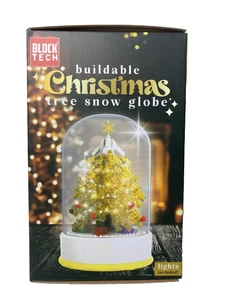 BLOCK TECH Buildable GOLD Christmas Tree Snow Globe Lights Included 283 PCS - Picture 1 of 7