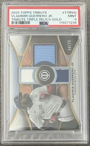 2025 Topps Tribute Triple Relic /75 Vladimir Guerrero Jr #TTR-VG PSA 9 - Bild 1 von 2